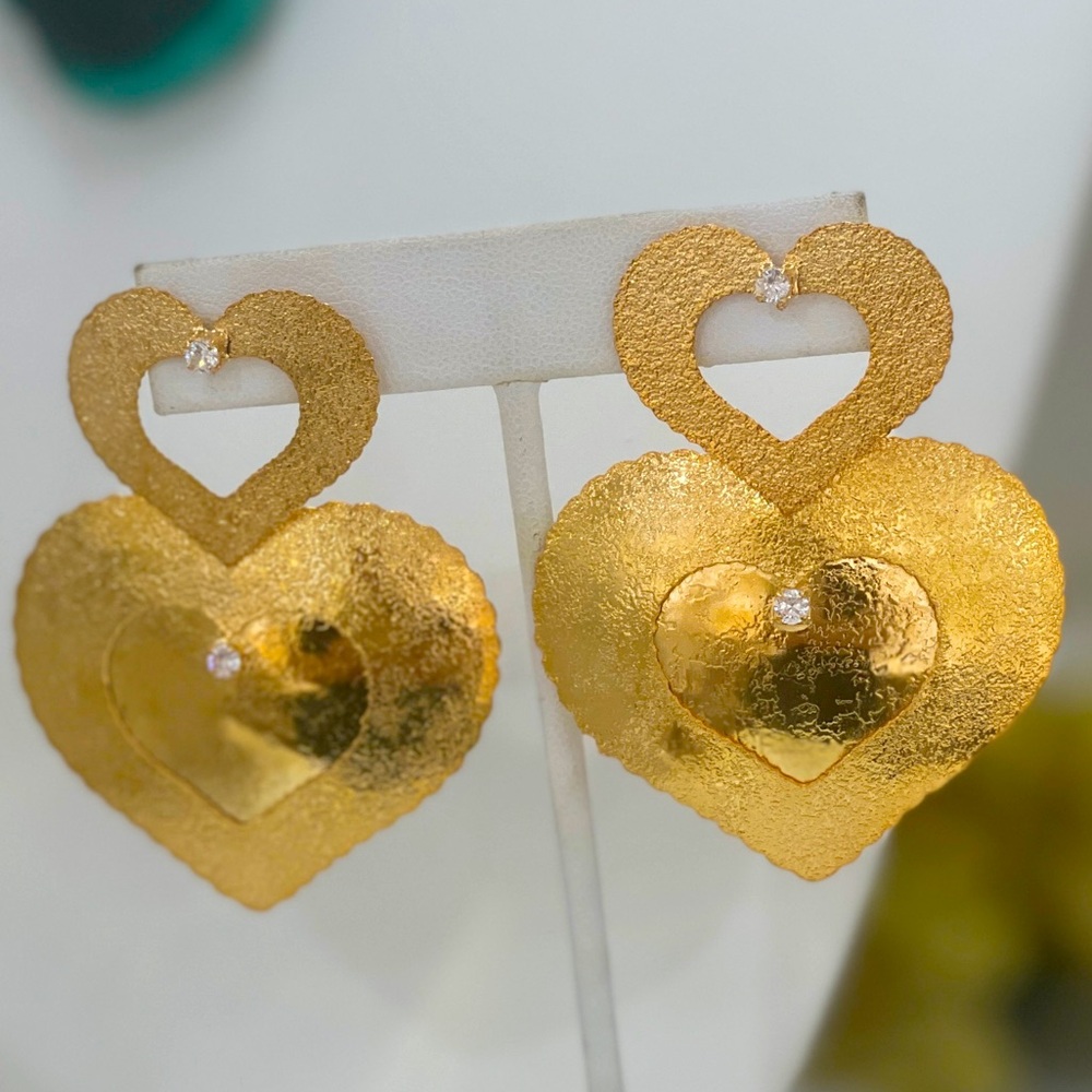 Gold Heart Statement Earrings
